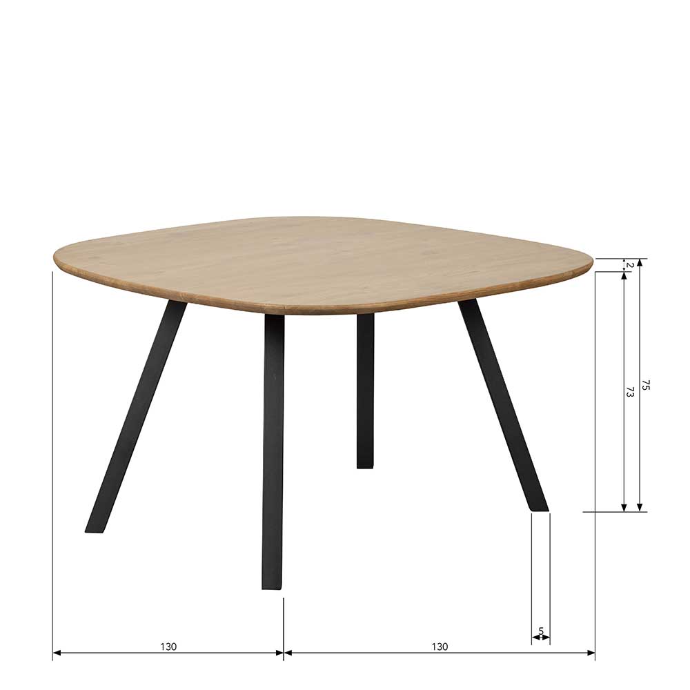 Küchentisch Munarula aus Eiche Massivholz und Metall 130 cm breit