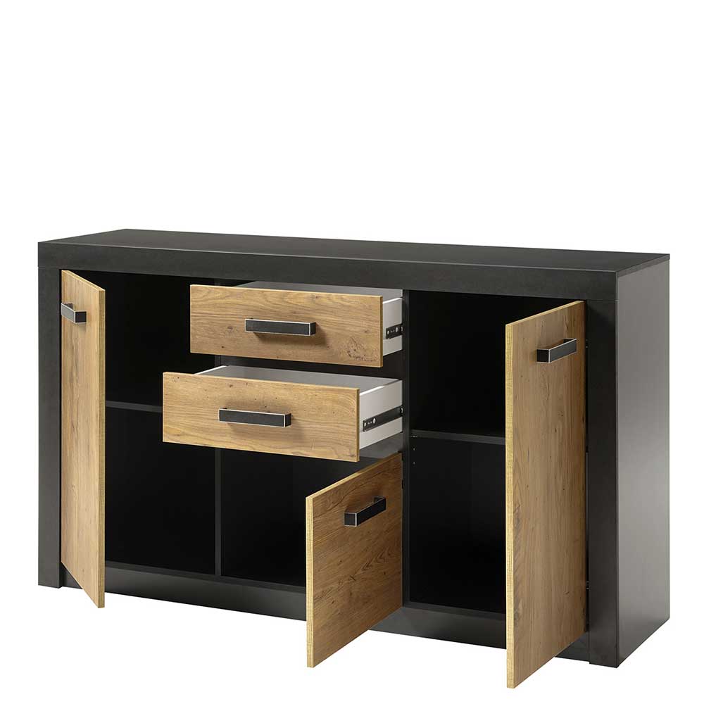 Loft Design Sideboard Zarevas in Kastanienfarben und Schwarz 3-türig