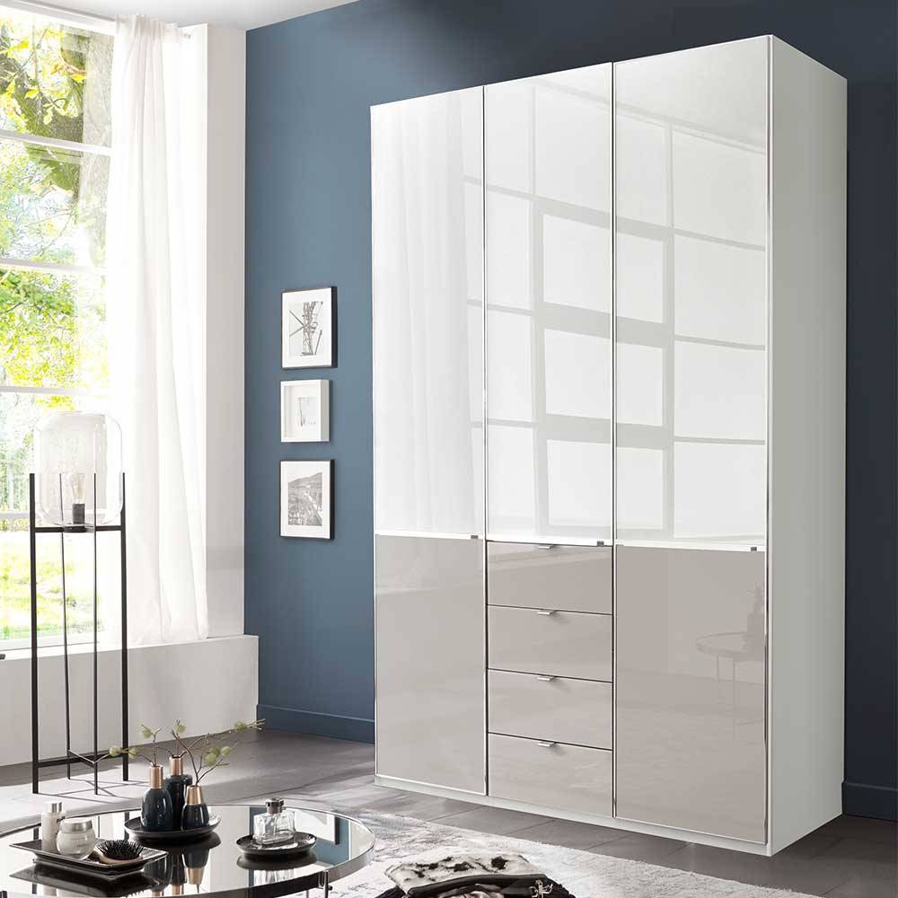 Design Schlafzimmerschrank Latina Front glasbeschichtet mit vier Schubladen