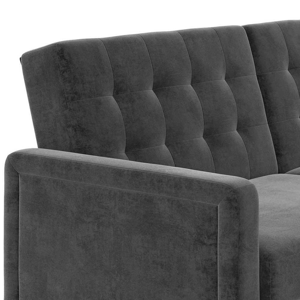 Retrostil Zweisitzer Schlafsofa Mikene in Grau aus Samt