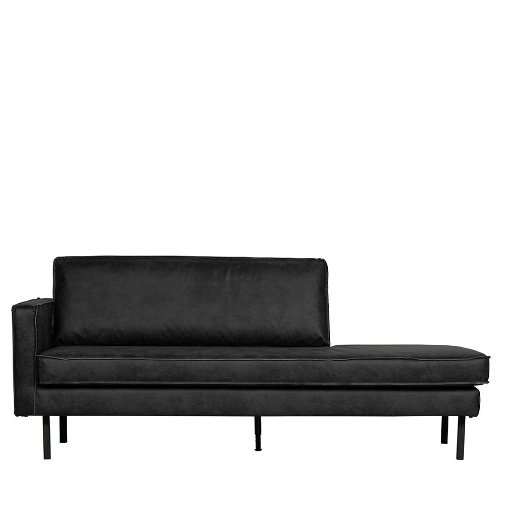 Retro Dreisitzer Sofa Lonzavez aus Recyclingleder Schwarz