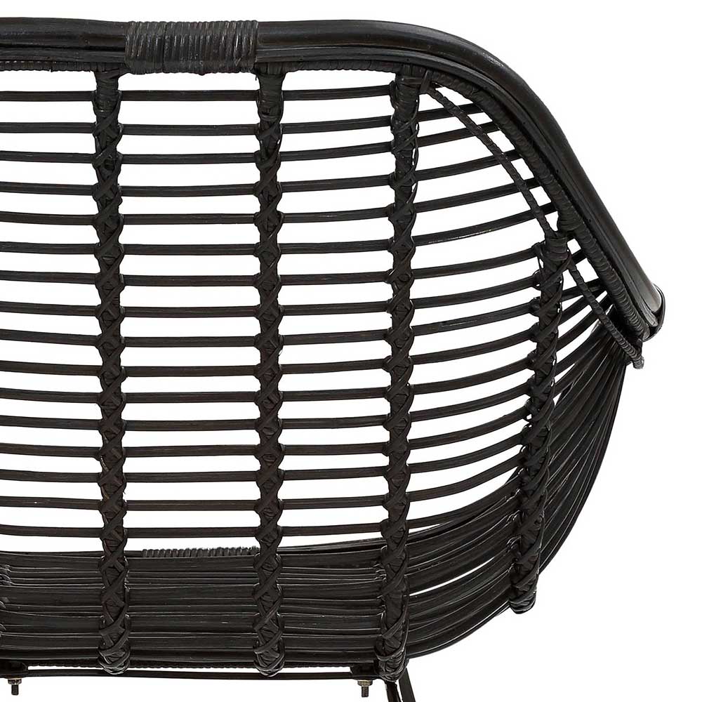 Schwarze Rattan Stühle Vitablo mit Armlehnen 45 cm Sitzhöhe (2er Set)