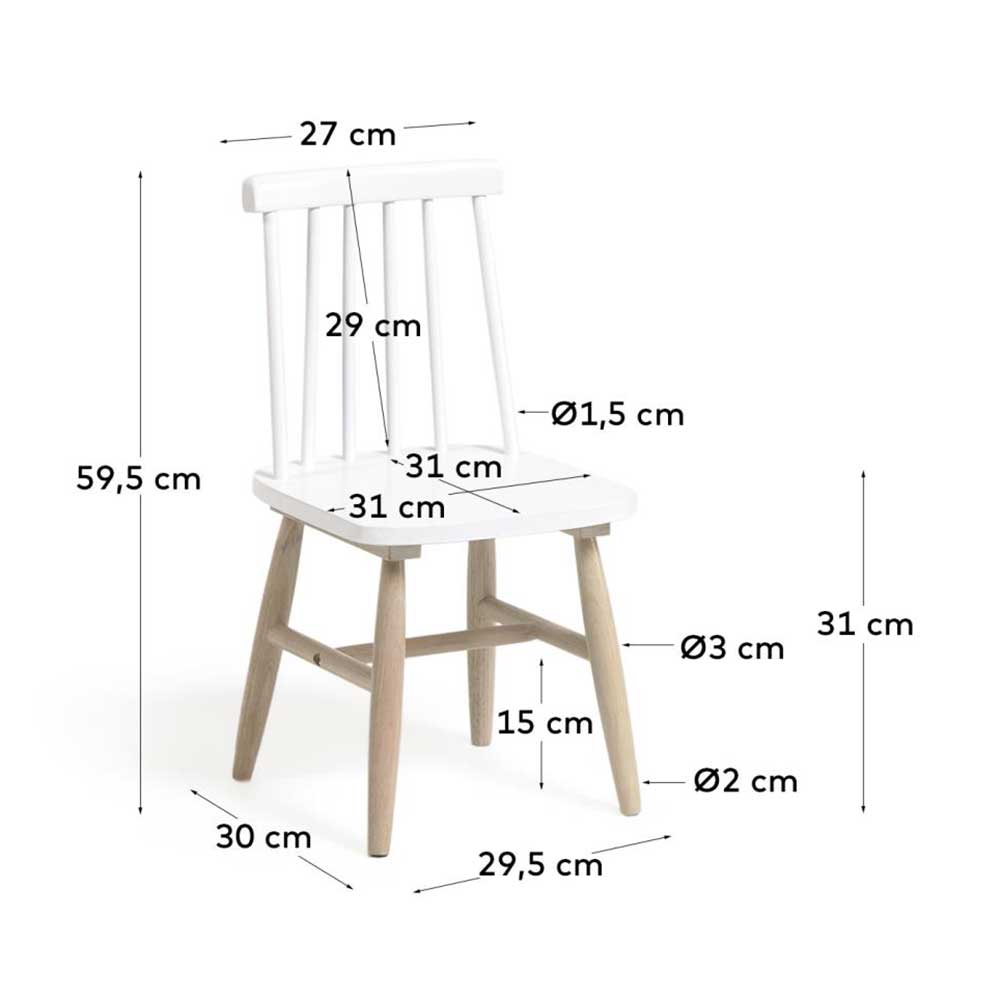 Kinderstühle Coscana in Weiß und Holz Naturfarben 31 cm Sitzhöhe (2er Set)