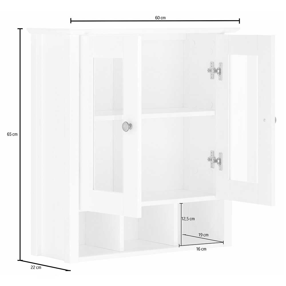 Badhängeschrank Hacionas mit Glastüren im Landhausstil