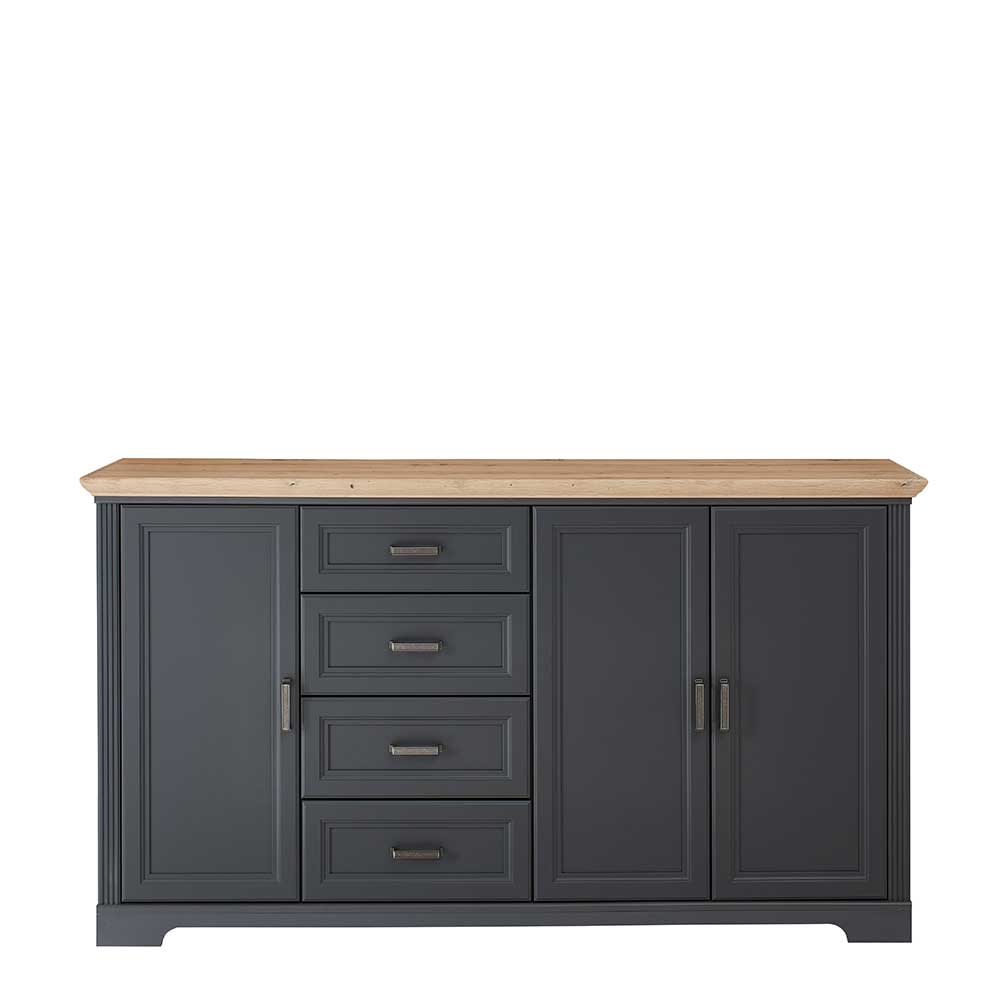 Landhaus Sideboard Luoton in Dunkelgrau und Eichefarben 182 cm breit