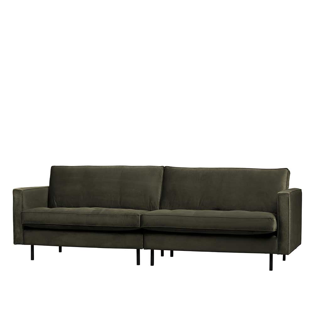 Wohnzimmer Sofa Verella in Dunkelgrün Samt 275 cm breit