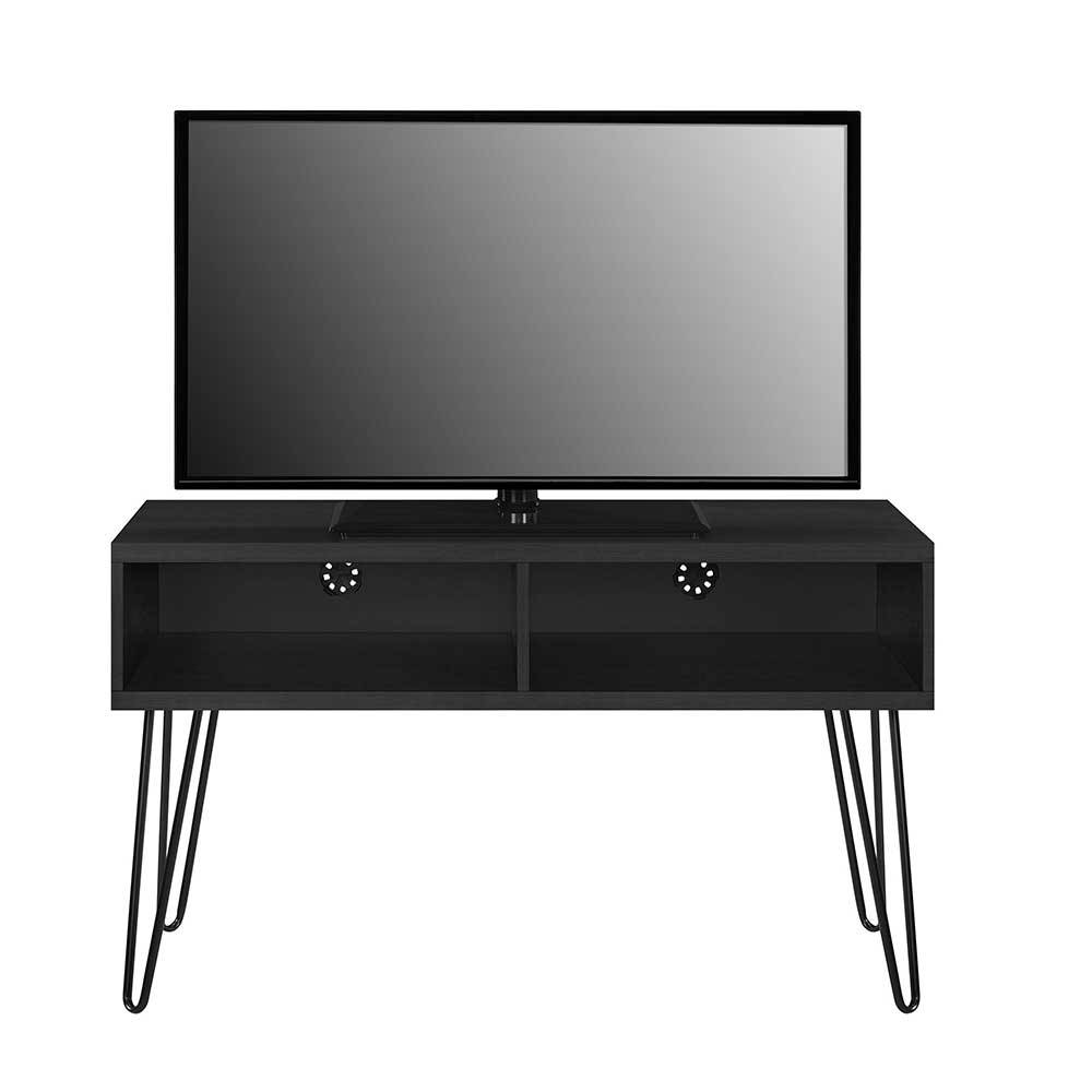 TV Board Gazona mit Metall Hairpin Gestell in Schwarz