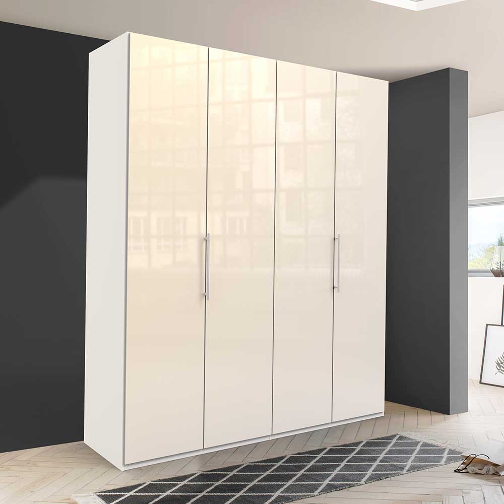 Falttüren Schlafzimmerkleiderschrank Invelita in Creme Weiß modern