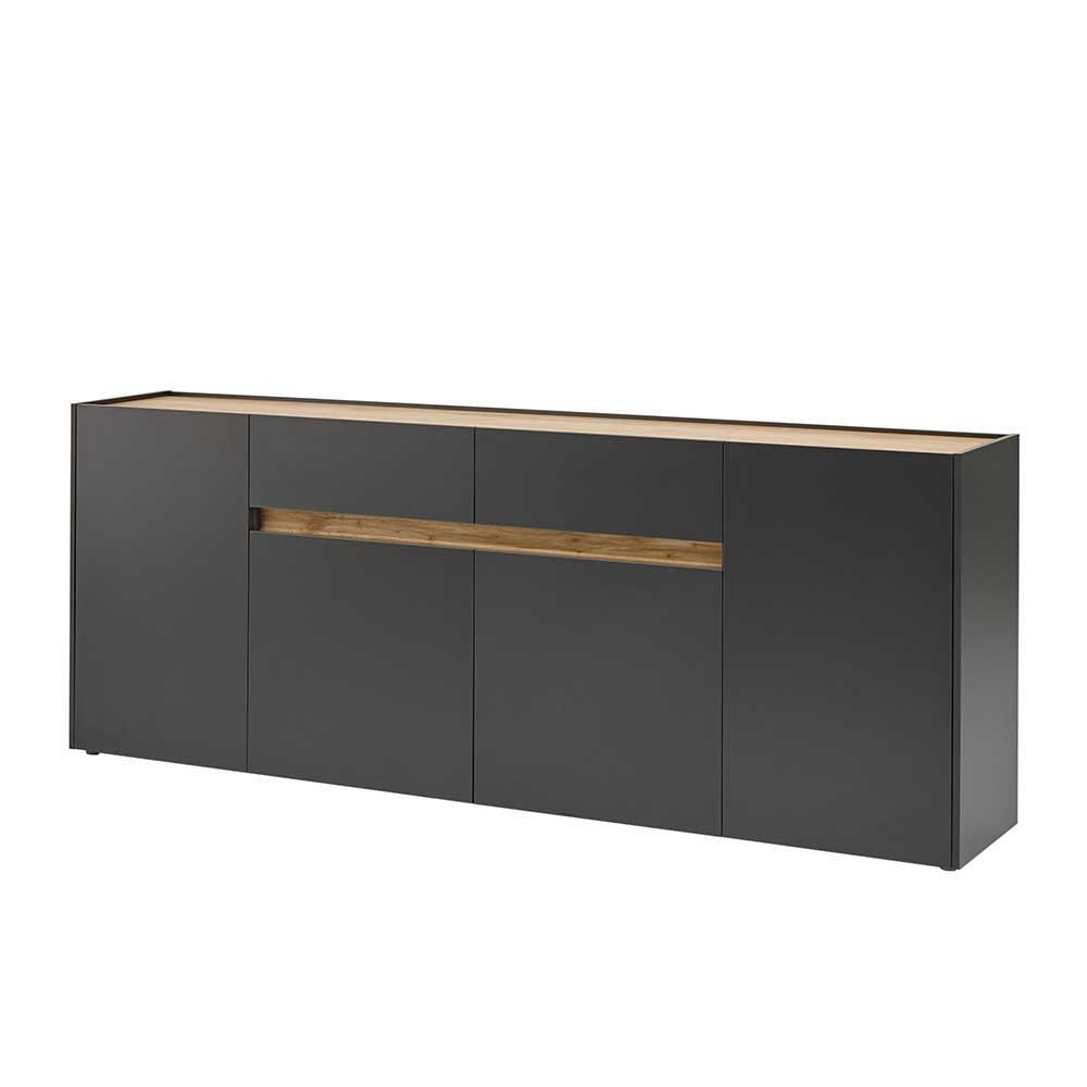 XL Sideboard Uzniana in Wildeichefarben und Anthrazit 4 Türen