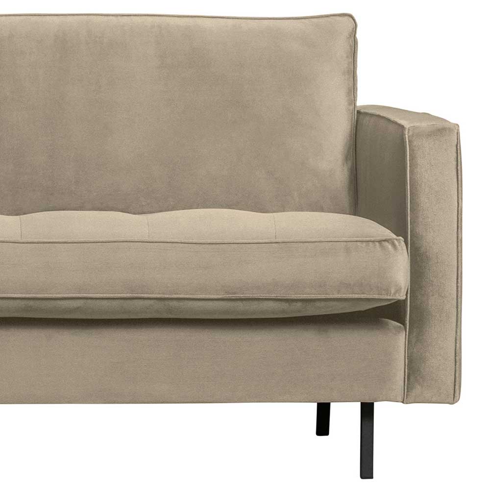 Dreisitzer Couch Opinaro in hellem Khaki mit Samt Bezug