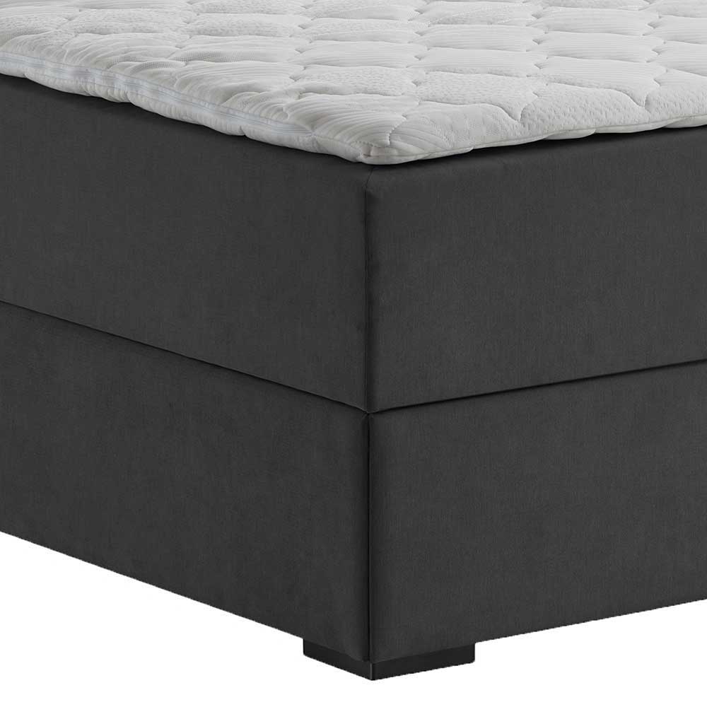 Boxspring Bett Vulino in Dunkelgrau Stoff mit Stauraum