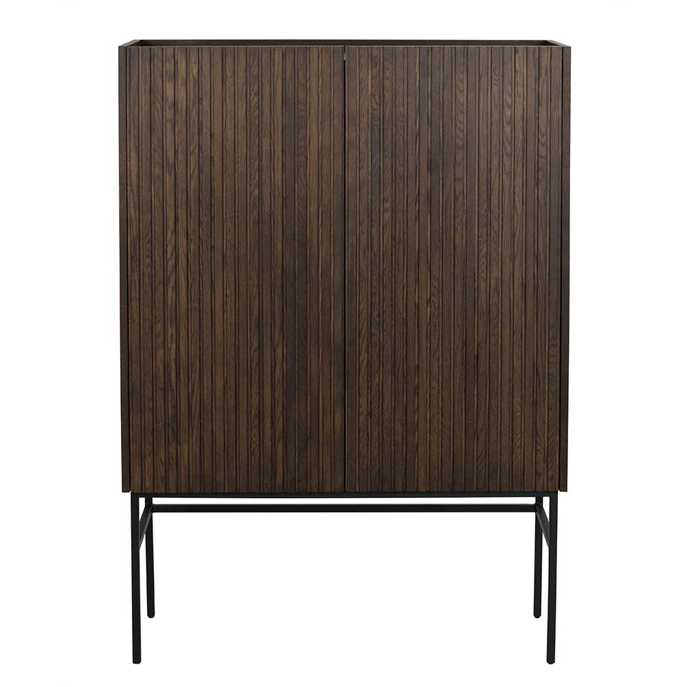 Modernes Highboard Holmes in Eiche dunkel mit Metallgestell