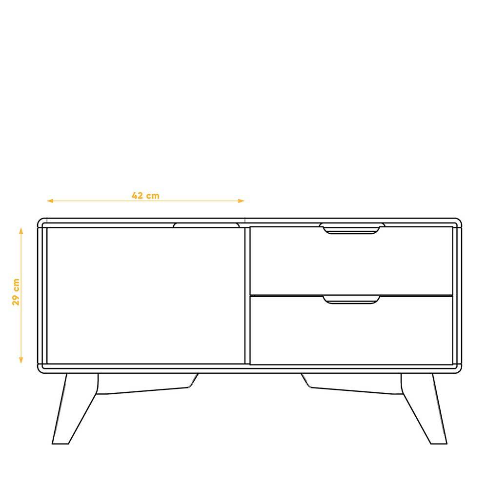 TV Unterschrank Triancova in Weiß und Wildeiche teilmassiv 90 cm breit