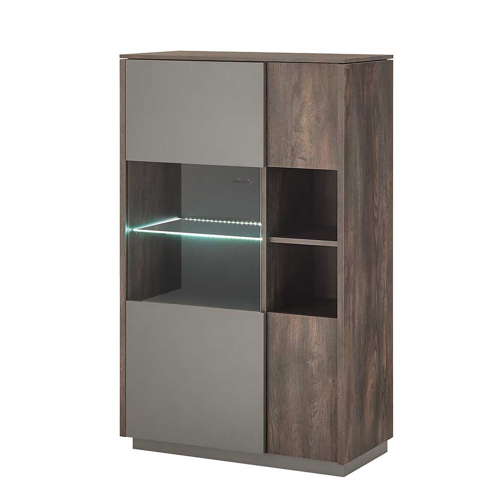 Highboard Hanniba in Anthrazit und Eiche dunkel