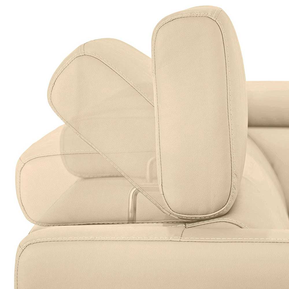 L Sofa Carika in Creme Weiß Echtleder modern