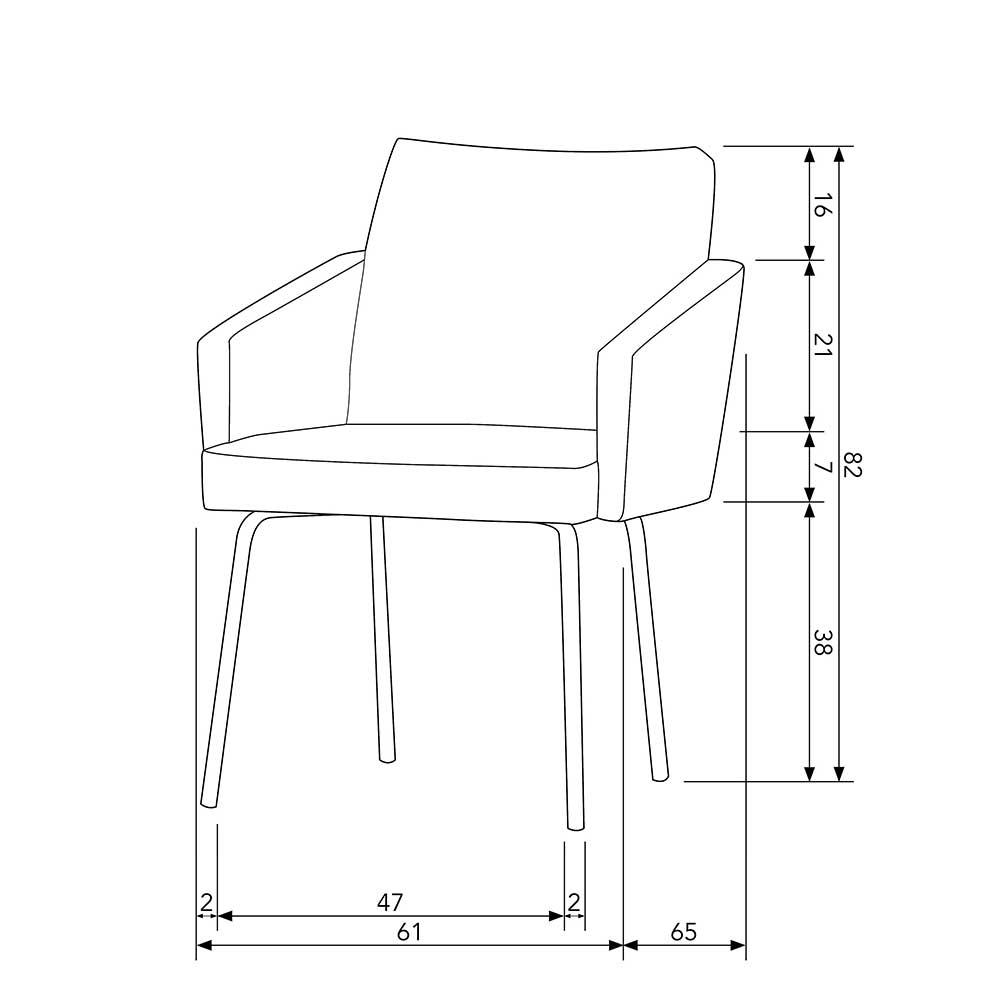 Stühle mit Armlehnen Hihat in Beigegrau und Schwarz 61 cm breit (2er Set)