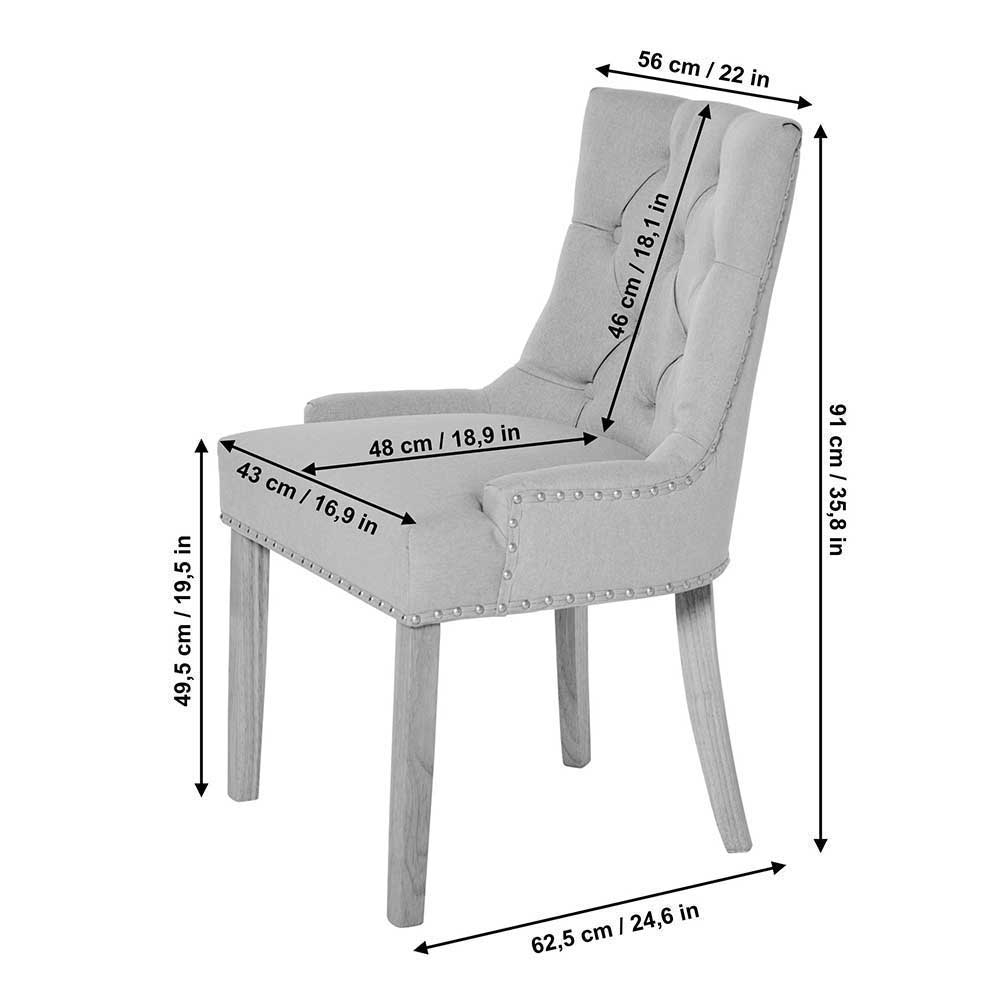 Polsterstuhl Esszimmer Aostata mit Ziernieten im Chesterfield Look