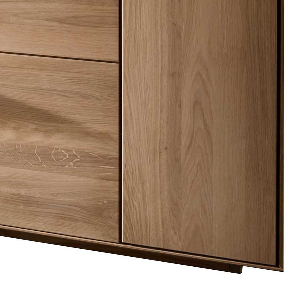 Wohnzimmer Vitrinenschrank Bridanos aus Asteiche Massivholz 88 cm breit