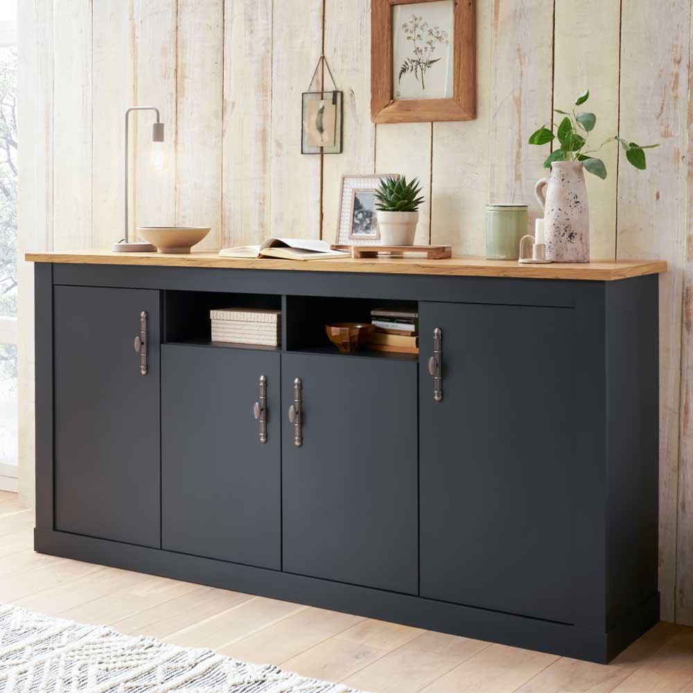 Modernes Sideboard Saridio im Landhausstil 104 cm hoch - 200 cm breit