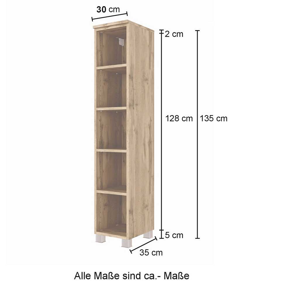 Badezimmer Regal Vressa 135 cm hoch in Wildeichefarben