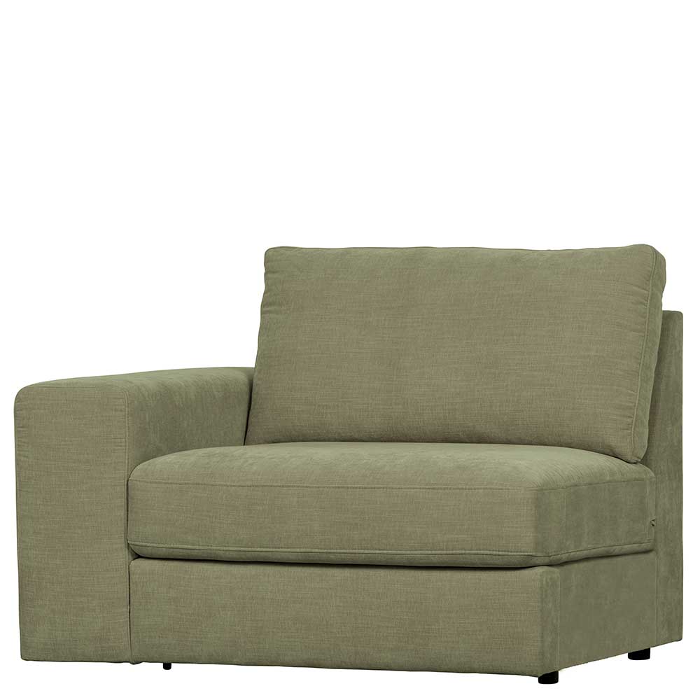 Couch Element mit Armlehne links Karyon in Graugrün - Modulsofa