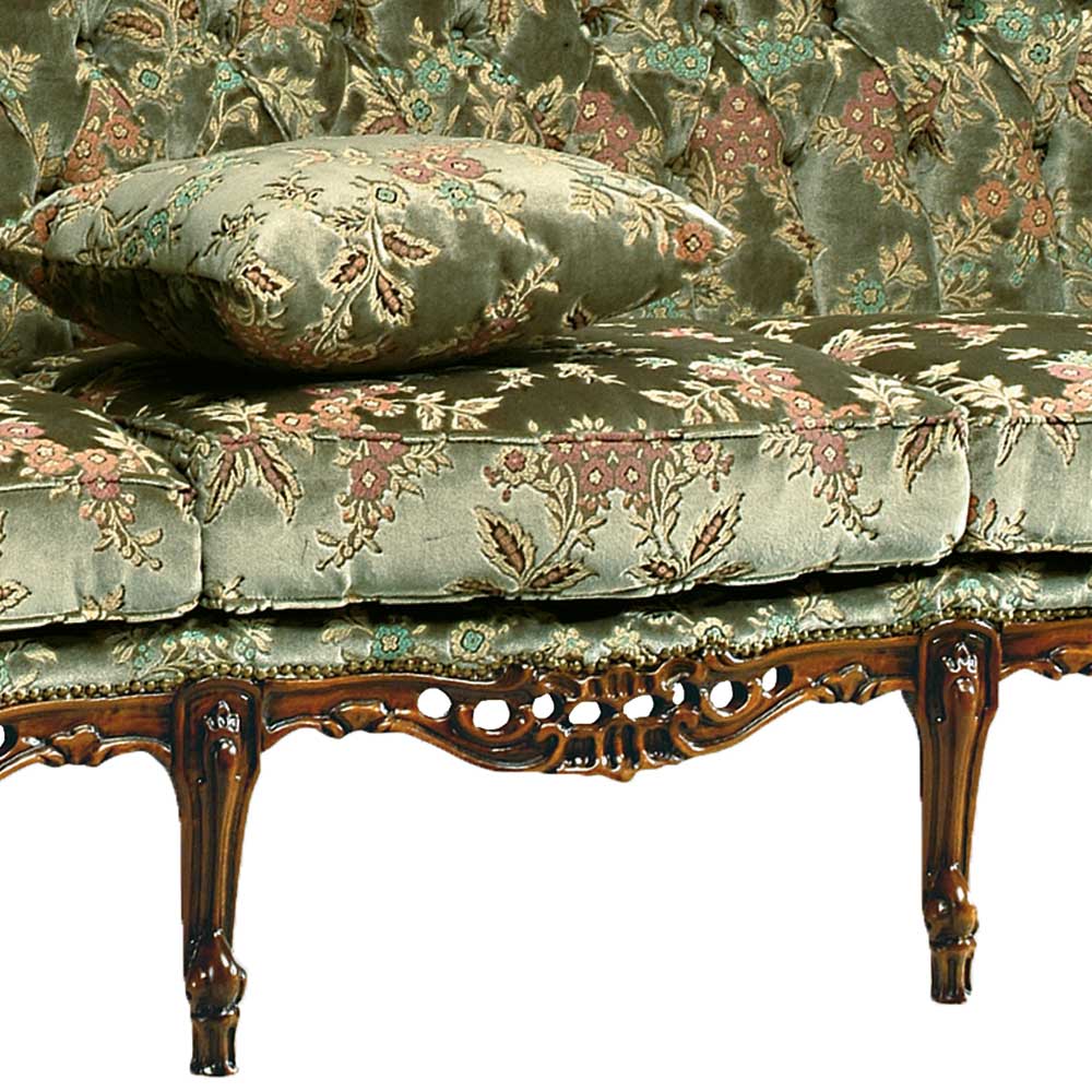 Barockes Dreisitzer Sofa Altabeticas in Grün mit Blumen Motiv