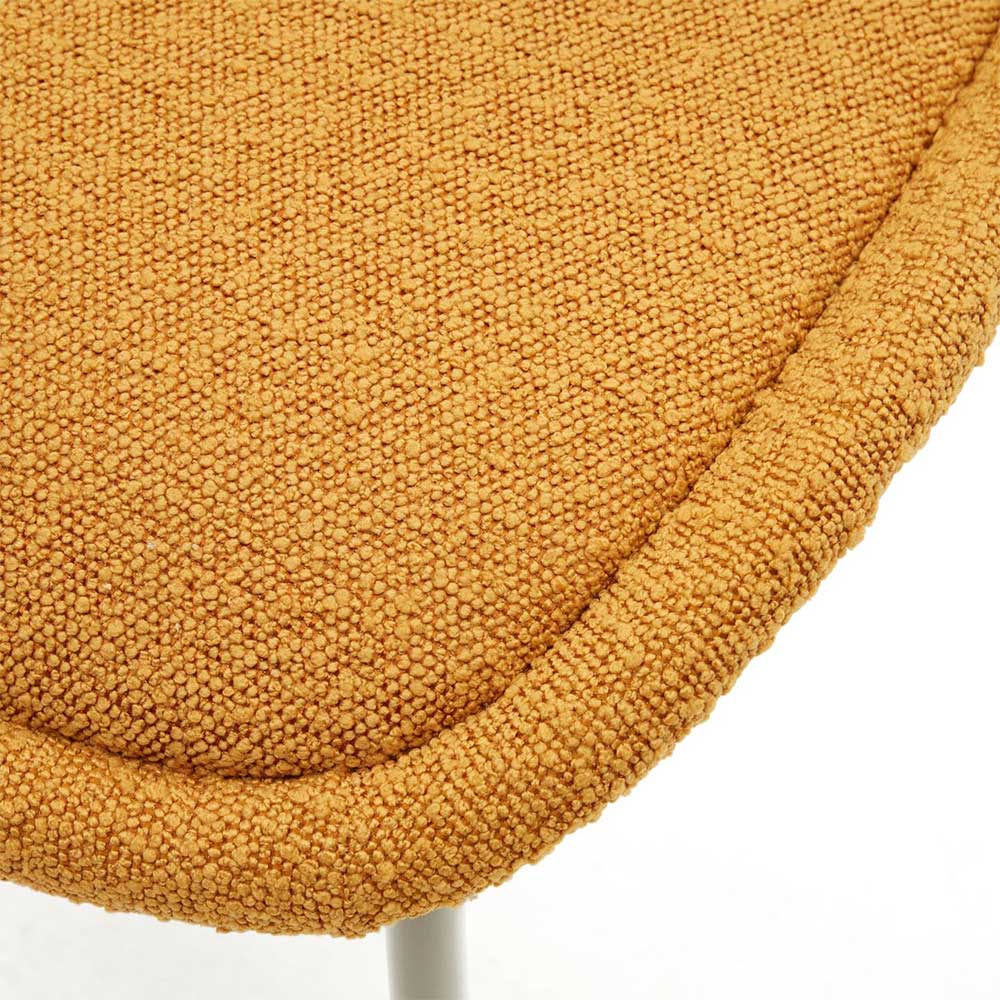 Boucle Esstisch Stühle Sinta in Senfgelb und Beige mit Metallgestell (4er Set)