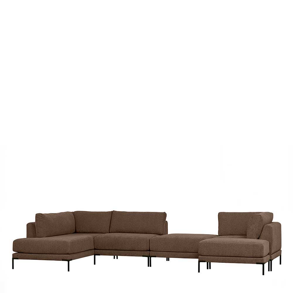 Eckelement Modul Sofa Rio in Braun mit Vierfußgestell aus Metall