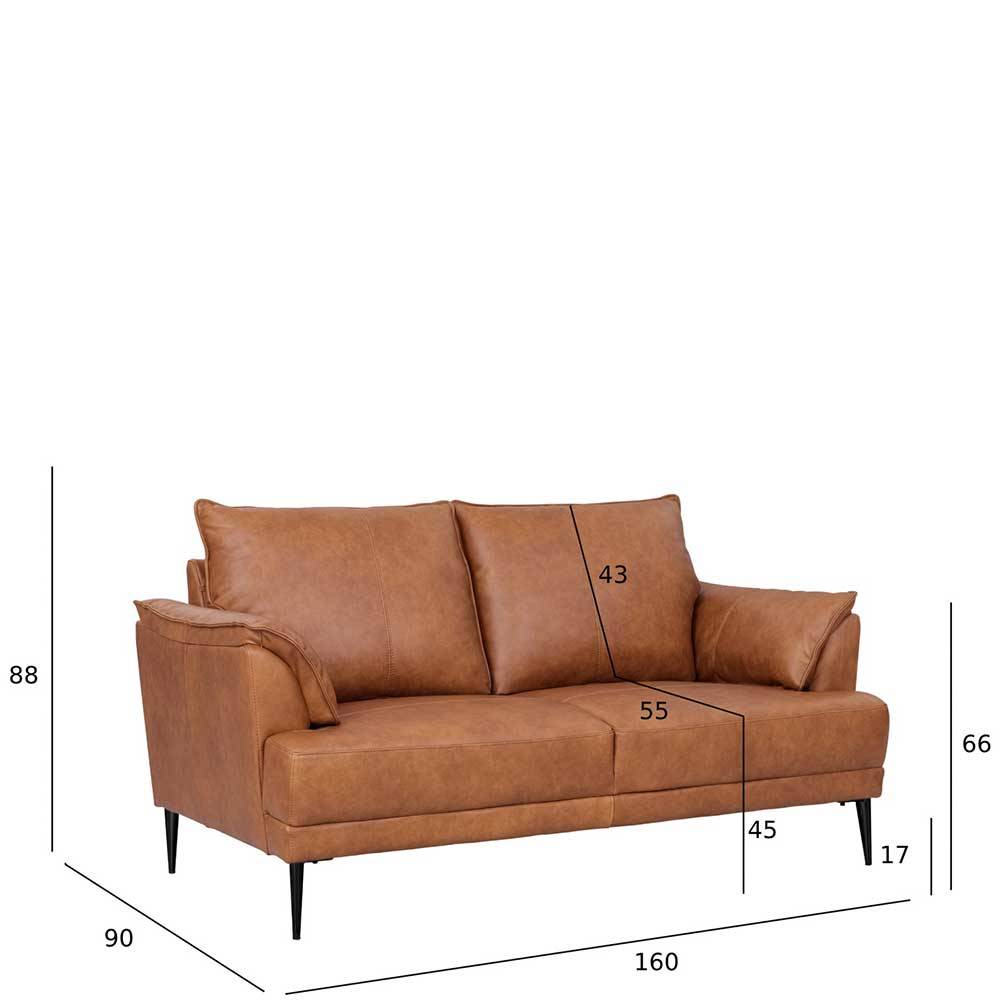 Ledersofa Basilicama mit Schaumstoffpolsterung im Retrostil