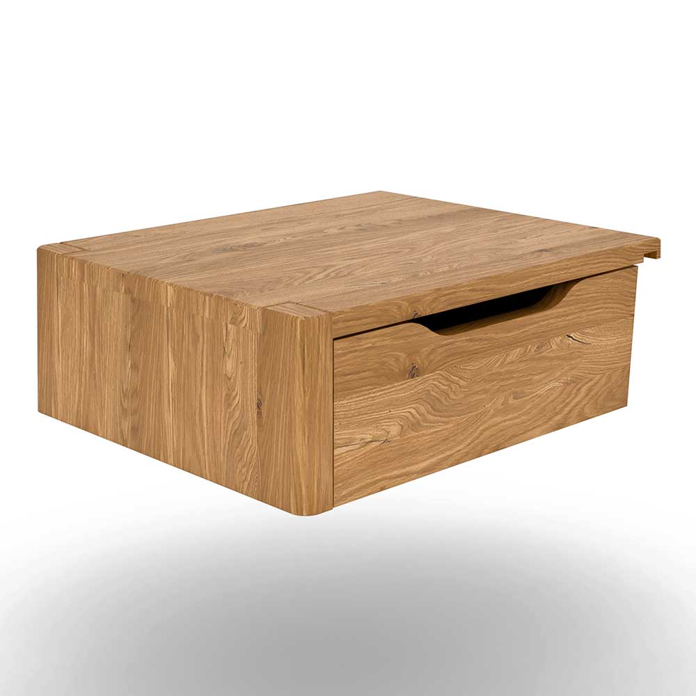 Doppelbett Rigunac aus Wildeiche Massivholz in modernem Design