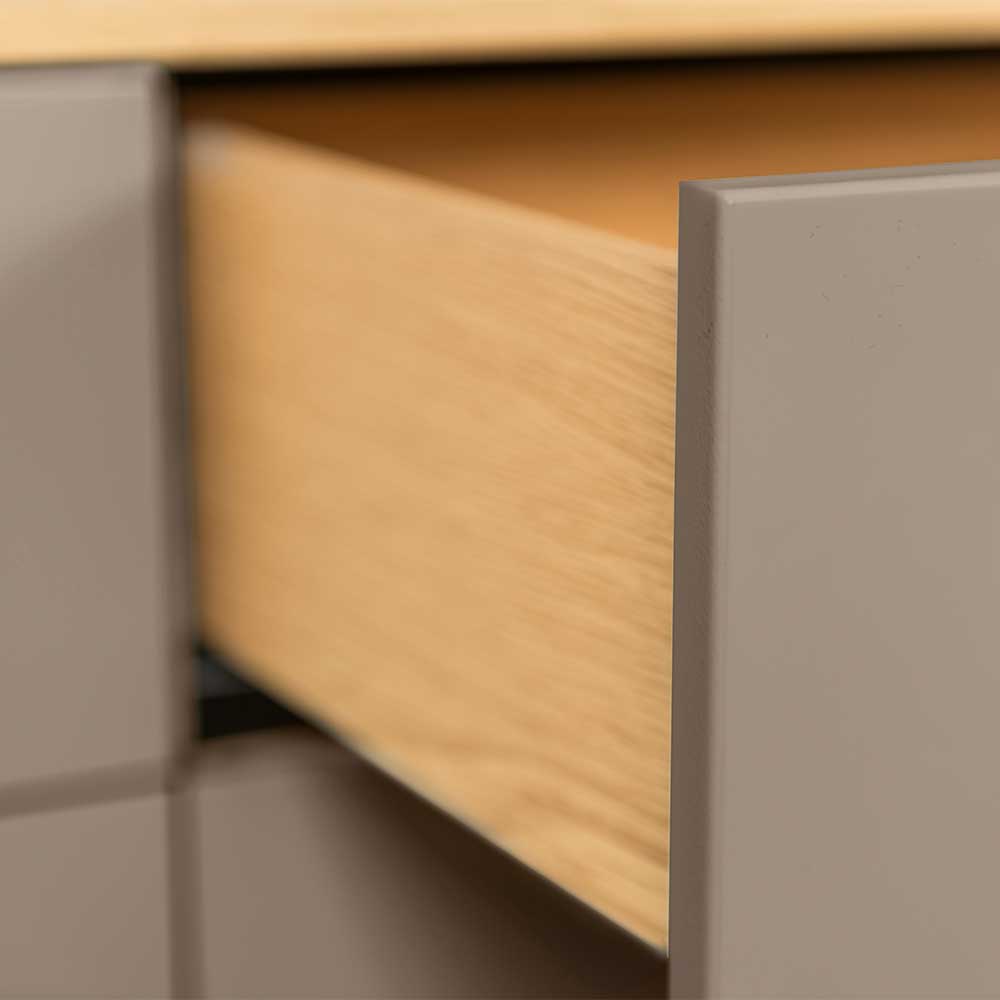 Highboard Durioscos in Taupe und Eiche mit Push to open Funktion