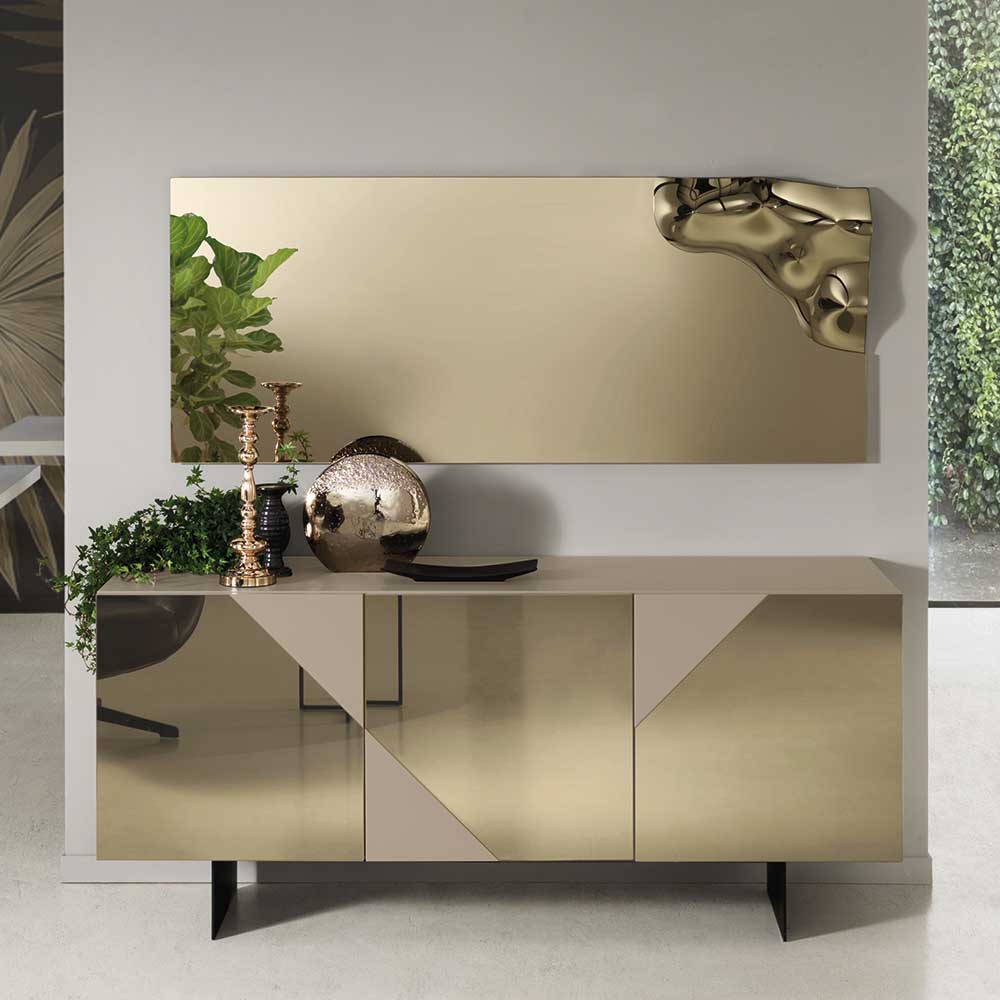 Spiegelglas Sideboard Tsinati mit Wangengestell aus Metall 180 cm breit