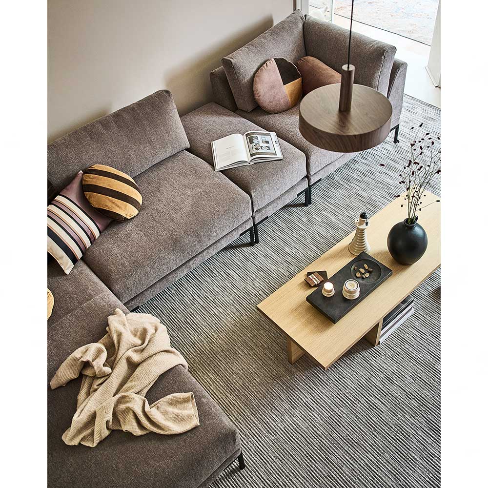 Modulares Sofa Udjaca in Taupe und Schwarz mit fünf Sitzplätzen