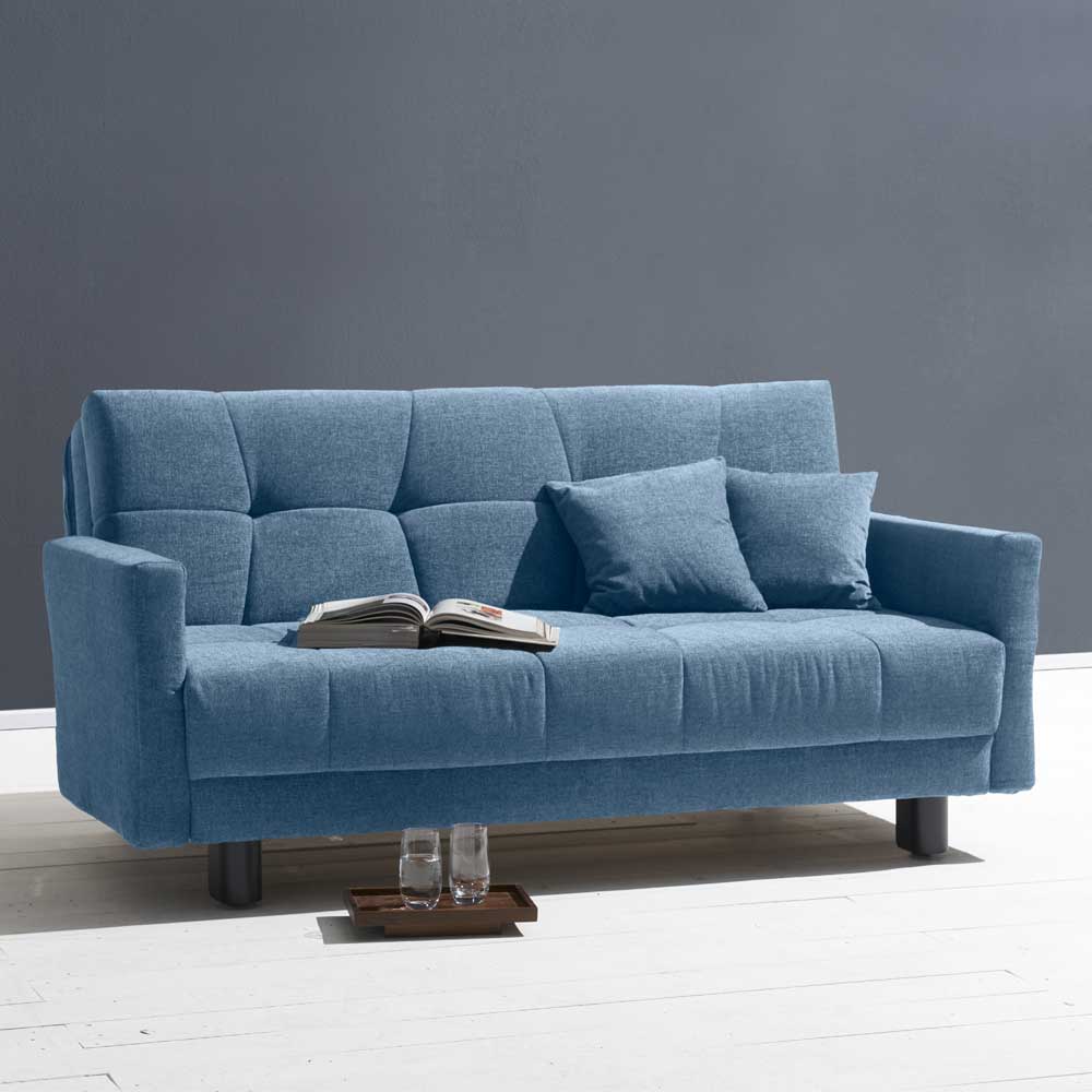 Faltsofa Lofrimo in Blau Flachgewebe mit verstellbaren Armlehnen