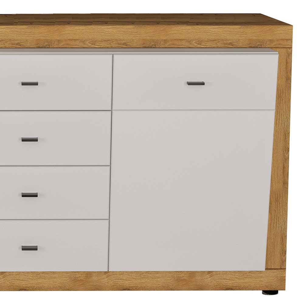 Sideboard Carno in Weiß und Wildeichefarben 160 cm breit