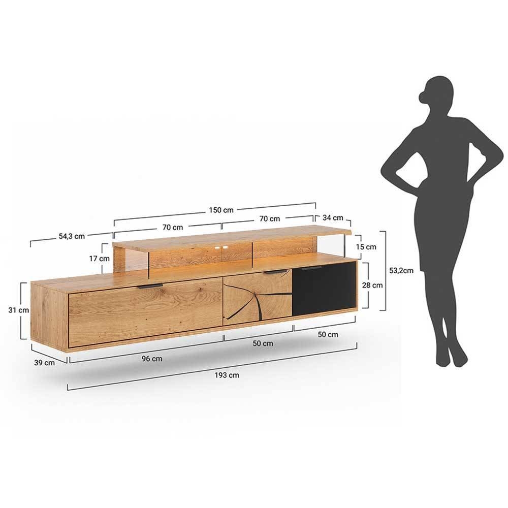 TV Board Lakosion mit LED Beleuchtung und Hirnholz Applikation