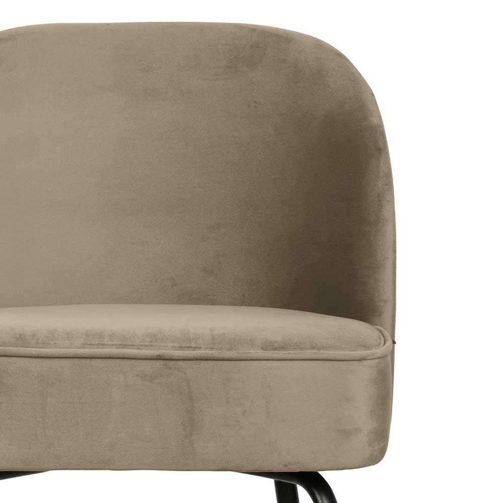 Retrostil Hocker Romitella in Khaki und Schwarz aus Samt und Metall