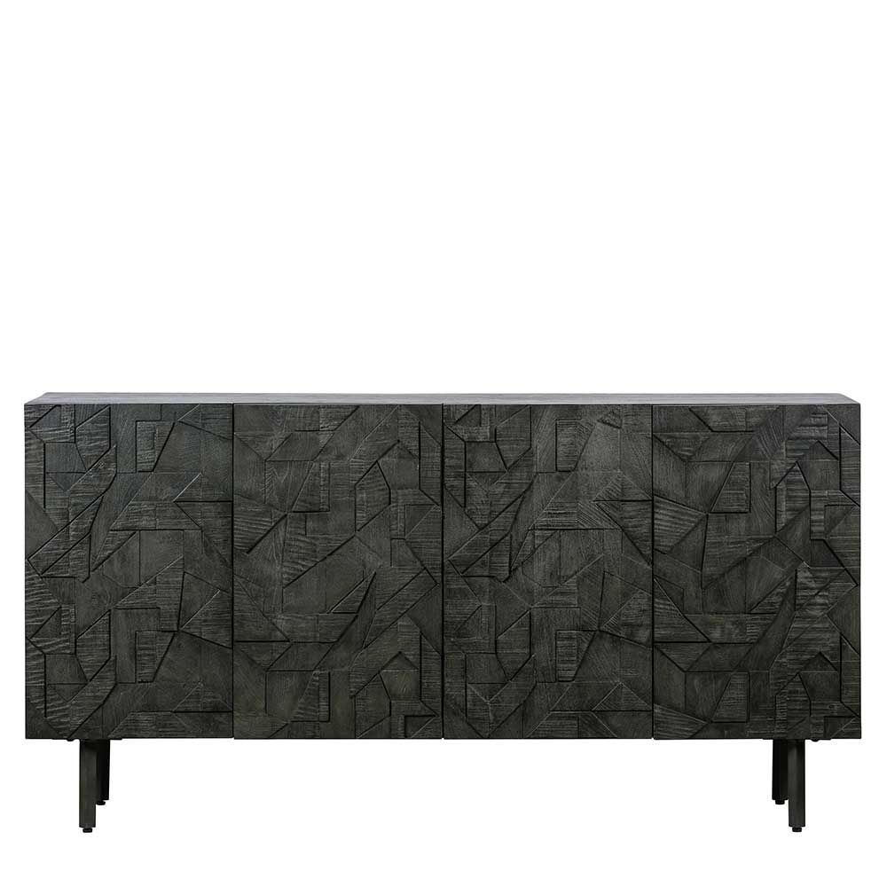 Design Sideboard Oledaos in Schwarz mit geschnitzter Front