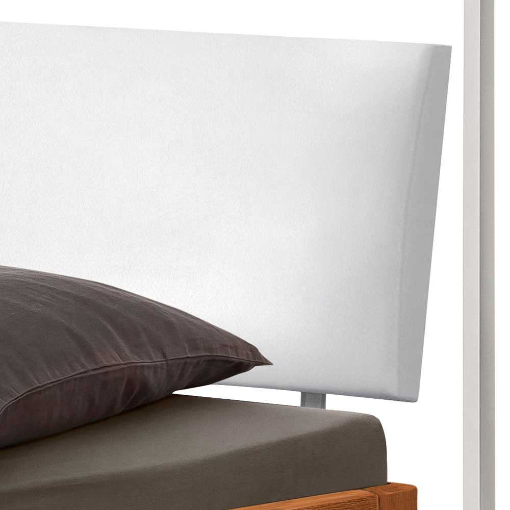 Himmelbett mit Baldachin Ballina aus Eiche Massivholz und Metall im Skandi Design