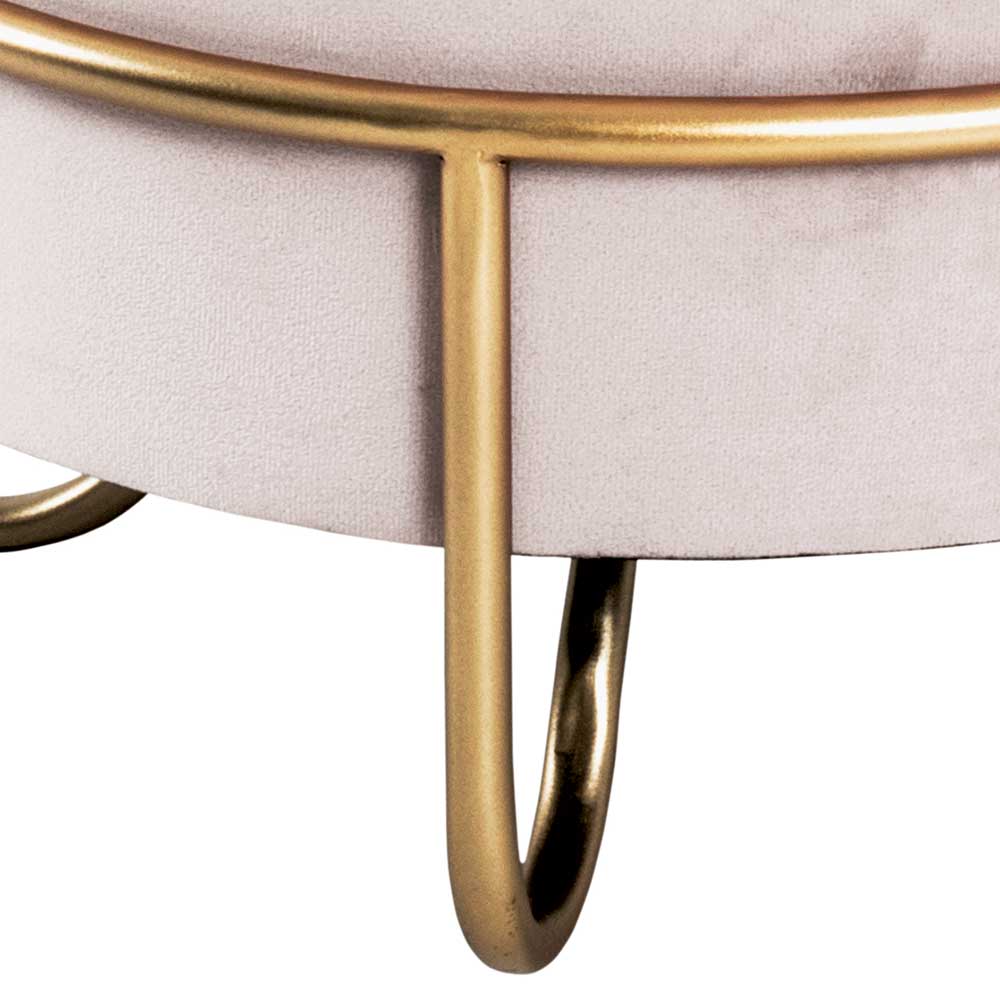 Design Hocker Baylee in Cremefarben und Gold 40 cm Sitzhöhe