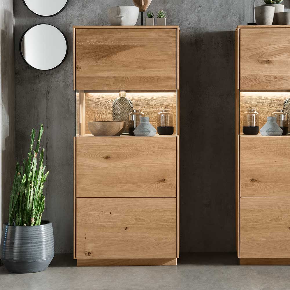 Highboard Wildeiche Klever aus Massivholz 145 cm hoch