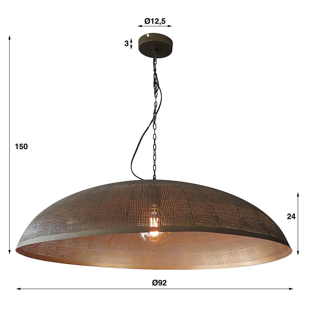 Metall Hängelampe Zarcon in Bronzefarben 90 cm Durchmesser