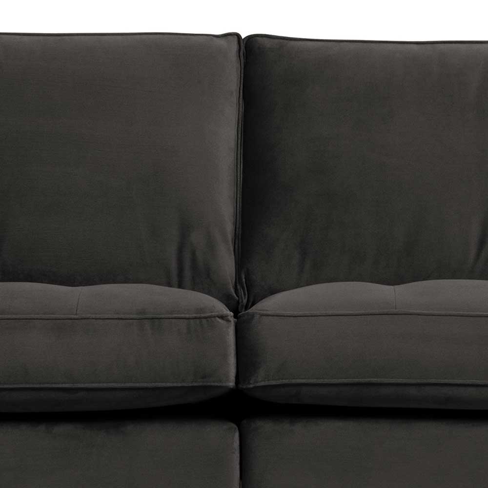 Samt Dreisitzer Sofa Casilla in Anthrazit 275 cm breit