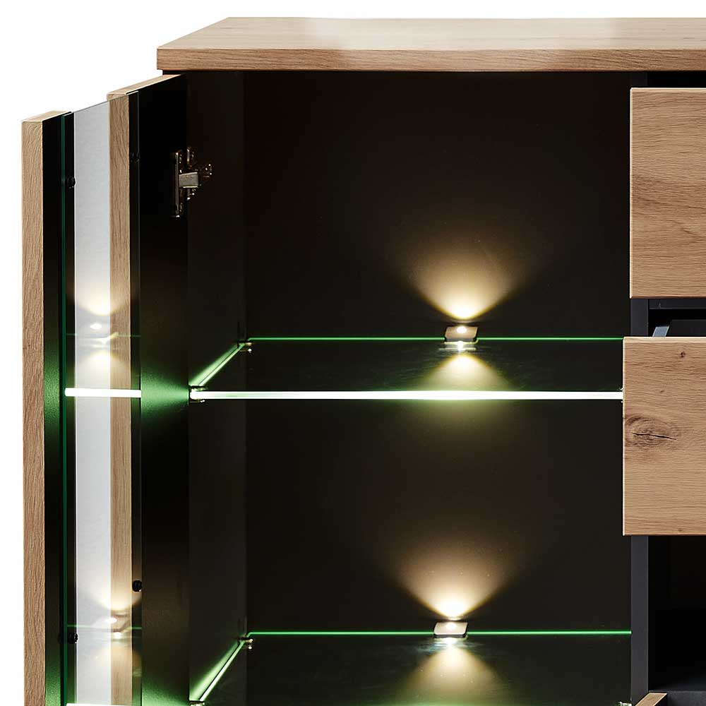 Esszimmer Highboard modern Esdravos in Wildeichefarben und Dunkelgrau