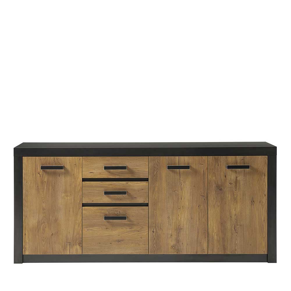 Sideboard Zarevas in Schwarz und Kastanienfarben 4-türig