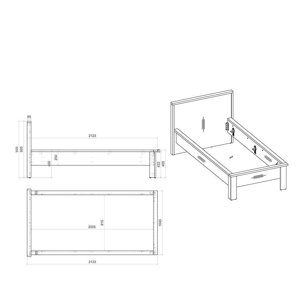 Schlafzimmer Set Studiana im Landhausstil in Altholz Optik verwittert (vierteilig)