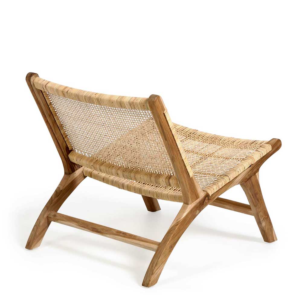 Loft Sessel Ikba aus Teak Massivholz und Rattan