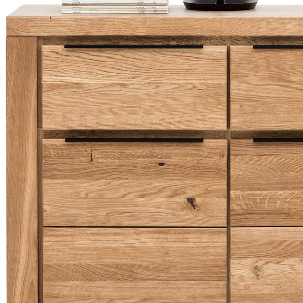 Sideboard Vroscian in Eichefarben mit Massivholztüren