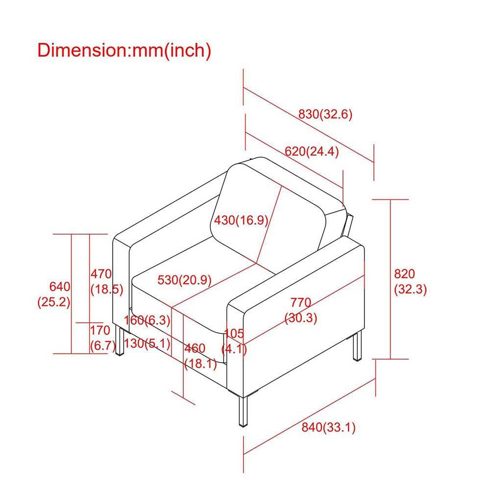 Moderner Einzelsessel Ivalin in Cremeweiß mit 46 cm Sitzhöhe