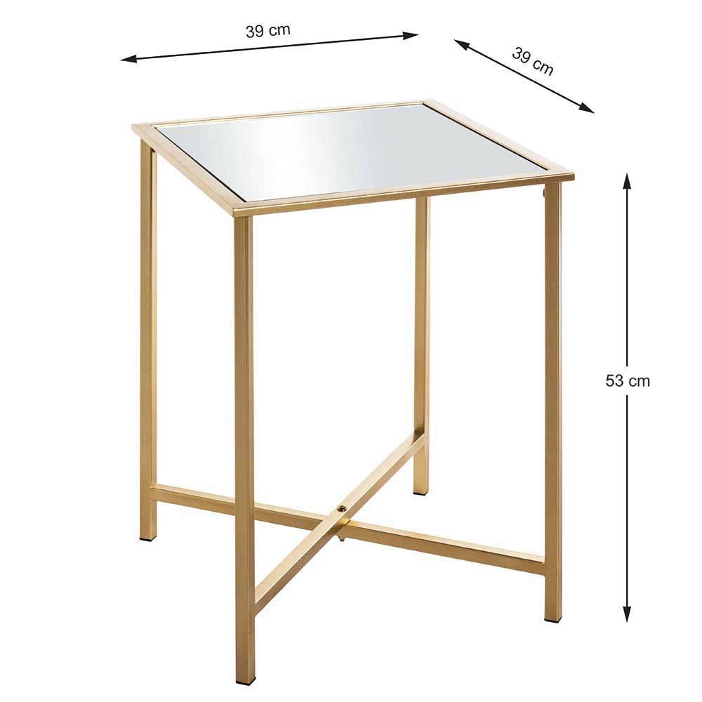 Sofatisch Kourtneya aus Metall mit Spiegelglasplatte